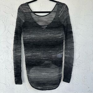 HELMUT LANG Open Knit Asymmetrical Sweater Top Womens Petite Small Mohair Wool‎